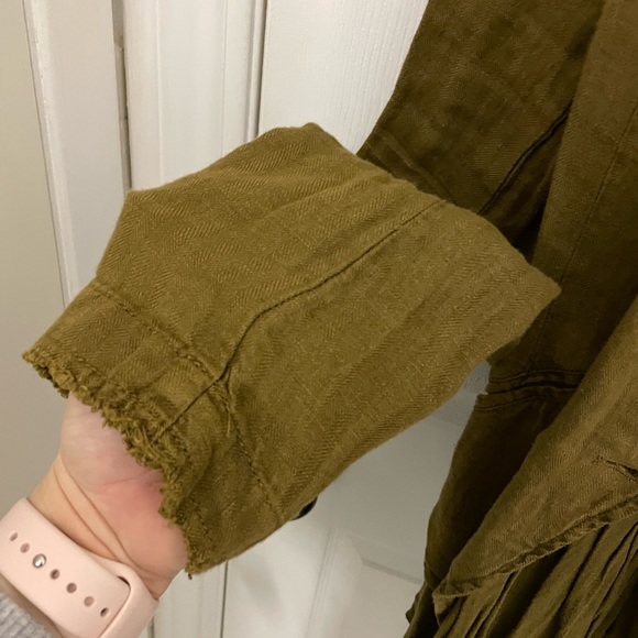 Linen olive green military inspired boho jacket - Picture 10 of 15